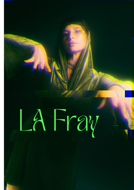 Artist with name La Fray on background of black