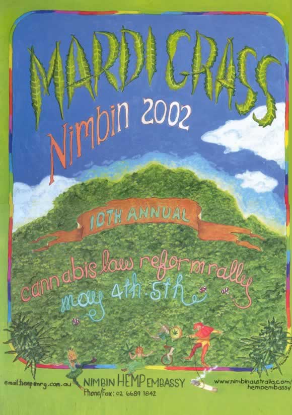 Nimbin MardiGrass 2002 Poster By Jane Treasure - size = 141kb