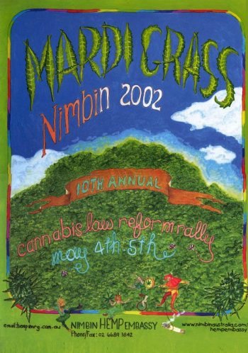 Nimbin Mardi Grass 2002 Small Poster By Jane Treasure - 52kb - Click Image For Larger Poster.
