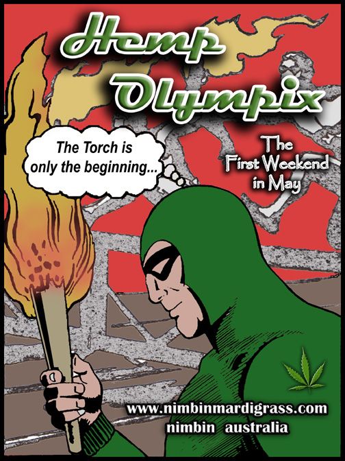 Web Version of Nimbin Hemp Olympix Poster.