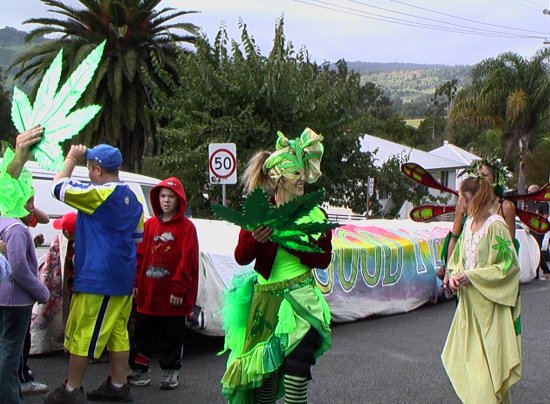 Ganja Faeries & the Big Joint at the Nimbin Mardi Grass Rally 2003